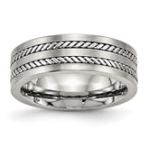 Stainless Steel Brushed and Polished Twisted 7mm Band