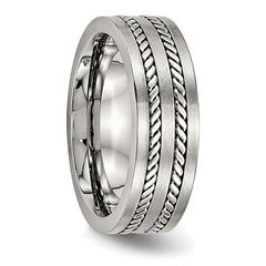 Stainless Steel Brushed and Polished Twisted 7mm Band