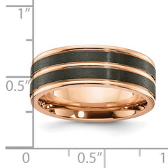Black Zirconium Brushed and Polished Rose IP-plated 8mm Band