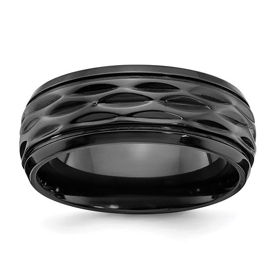 Black Zirconium Polished and Diamond-cut 8mm Band