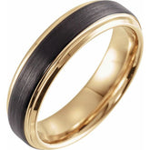 18K Yellow Gold and Black PVD Tungsten 6mm Beveled-Edge Band