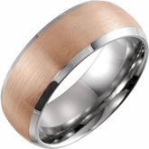 18K Rose Gold PVD Tungsten 8 mm Beveled Edge Band
