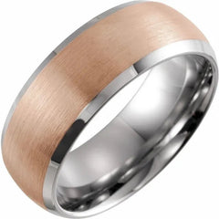 18K Rose Gold PVD Tungsten 8 mm Beveled Edge Band