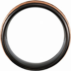 18k Rose Gold PVD and Black PVD Tungsten 8mm Grooved Band
