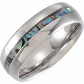Tungsten 8mm Domed Band with Pearl Shell Inlay