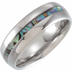 Tungsten 8mm Domed Band with Pearl Shell Inlay