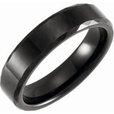Black PVD Tungsten 6mm Faceted Beveled-Edge Band