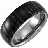 Tungsten 8mm Domed Band with Zebra Wood Inlay