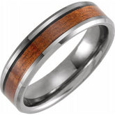 Tungsten 6mm Beveled-Edge Band with Acacia Wood Inlay