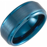 Blue PVD Tungsten 8mm Beveled-Edge Band