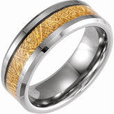 Tungsten Band with Gold Meteorite Style Inlay