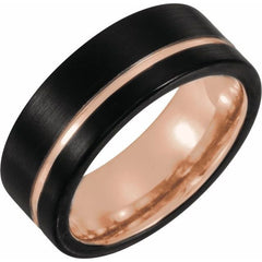 Black and 18K Rose Gold PVD Tungsten 6mm Band