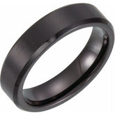 Black PVD Tungsten 6mm Beveled Edge Band