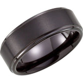 Black PVD Tungsten 8mm Ridged Band