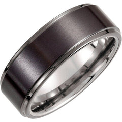 Tungsten and Ceramic Couture 8mm Ridged Band