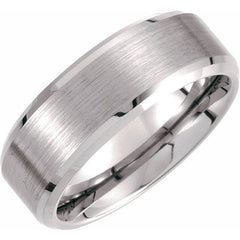 Tungsten 8mm Beveled-Edge Band with a Satin Center