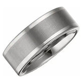 Tungsten 8mm Flat Band with a Satin Finish Center