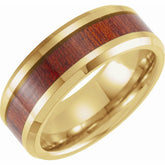 Tungsten 8mm Beveled-Edge Band with Walnut Wood Inlay
