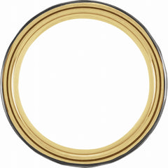 18K Yellow Gold PVD Tungsten 8mm Grooved Band with a Hammer Finish