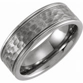 Tungsten 8mm Grooved Band with a Hammer Finish