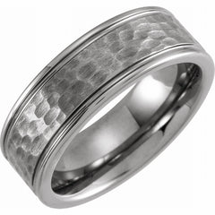 Tungsten 8mm Grooved Band with a Hammer Finish