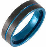 Blue PVD Tungsten 6 mm Grooved Band
