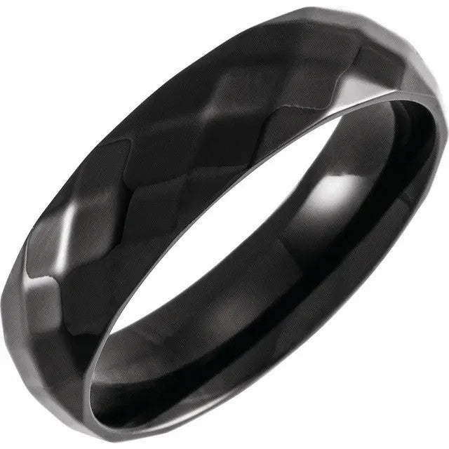 Black PVD Titanium 6mm Faceted Band