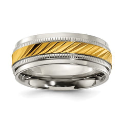 Titanium Polished with Yellow IP-plated Center 8mm Band