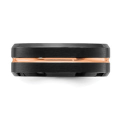 Stainless Steel Black and Rose IP-plated Brushed and Polished 8mm Band
