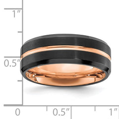 Stainless Steel Black and Rose IP-plated Brushed and Polished 8mm Band