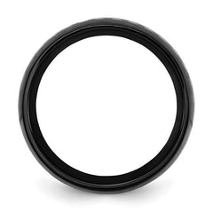 Stainless Steel Polished Black IP-plated with Carbon Fiber Inlay 8mm Band