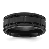 Titanium Brushed and Polished Black IP-plated Notched 8mm Band