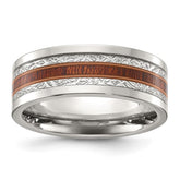 Titanium Polished with Wood and Imitation Meteorite Inlay 8mm Band