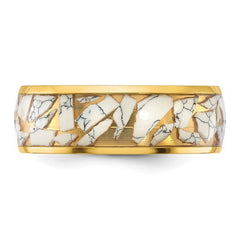 Titanium Polished Yellow IP-plated with Ceramic Fragments Inlay 8mm Band
