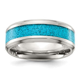 Titanium Polished with Turquoise Inlay 8mm Band
