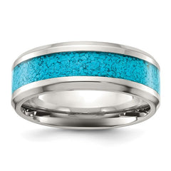 Titanium Polished with Turquoise Inlay 8mm Band