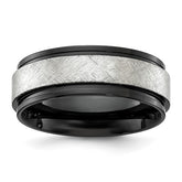 Titanium Polished with Brushed Center Black IP-plated 8mm Band