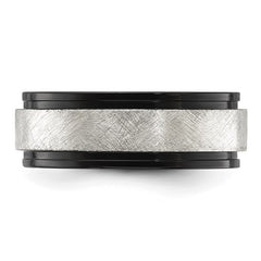 Titanium Polished with Brushed Center Black IP-plated 8mm Band