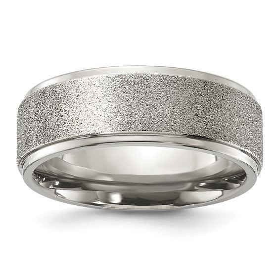Titanium Polished Laser-cut Center 8mm Band
