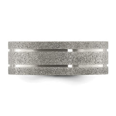 Titanium Polished Laser-cut Grooved 8mm Band