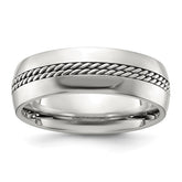 Titanium Polished with Curb Chain Inlay 7mm Band