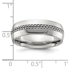Titanium Polished with Curb Chain Inlay 7mm Band