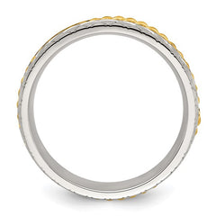 Titanium Polished and Textured Yellow IP-plated Center 6mm Band