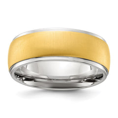Titanium Polished with Brushed Yellow IP-plated Center 8mm Band