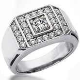 4.5mm Round Brilliant Moissanite Mens Ring