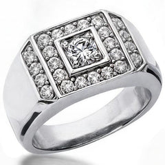 4.5mm Round Brilliant Moissanite Mens Ring