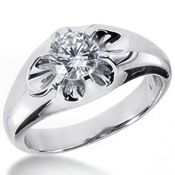 6.5mm, 1.0ct Round Mens Moissanite Ring