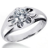 6.5mm, 1.0ct Round Mens Moissanite Ring