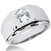 6.5mm, 1ct Round Mens Moissanite Ring