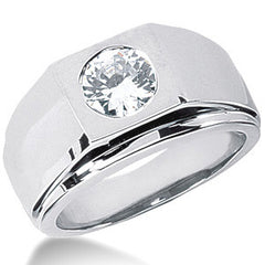 6.5mm, 1ct Round Mens Moissanite Ring